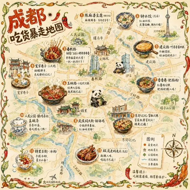 成都吃货手绘美食地图示例