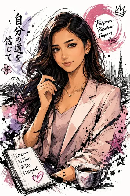 日系手绘涂鸦半身插画示例