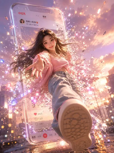 小红书数字破屏 3D 女孩示例