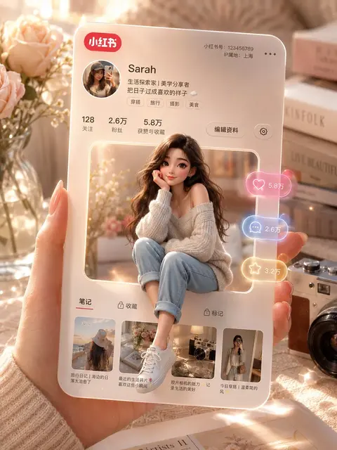 3D 小红书个人资料卡示例